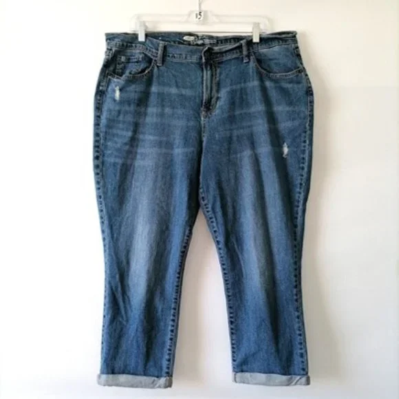 Old Navy Womens Blue High Rise Distressed The Sweetheart Straight Jeans Size 16 - Picture 1 of 8